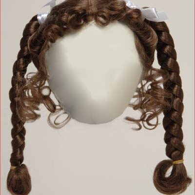 A head with two braids and two bows on it.