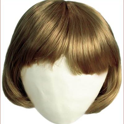 A wig is shown with the head cut off.