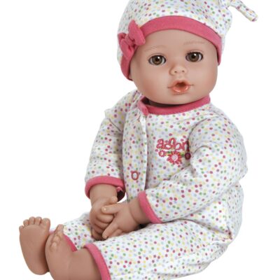 A baby doll wearing pajamas and hat